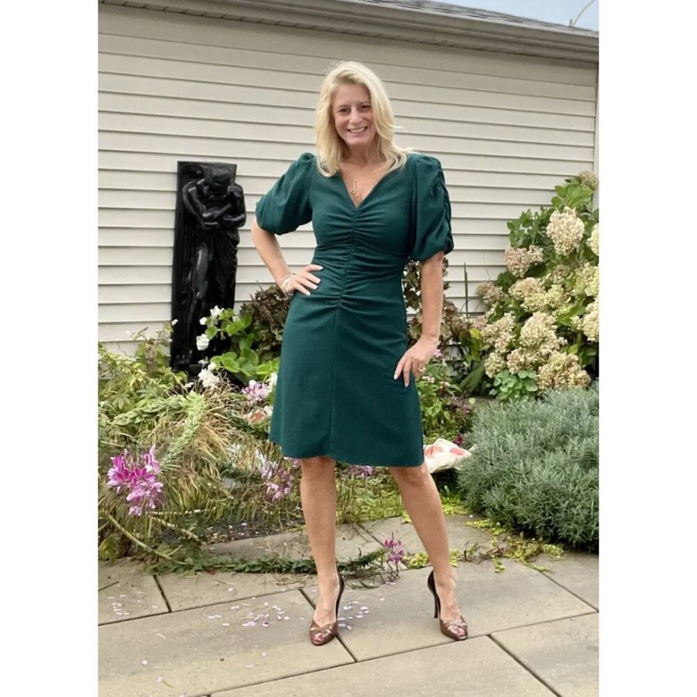 Black Halo Pine Green Crepe Remus Dress